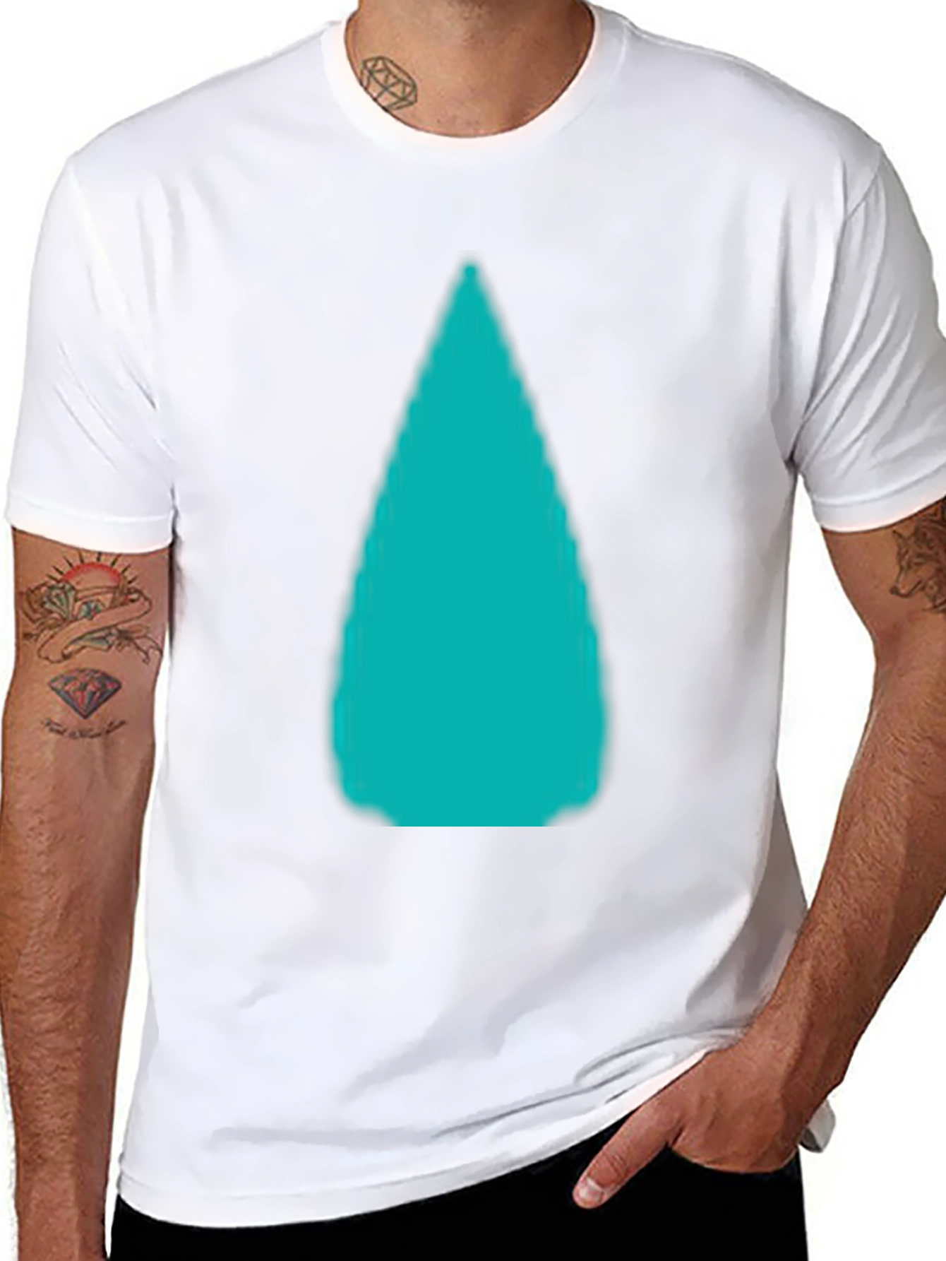Mens Black T-Shirt with Abstract Aqua Design
