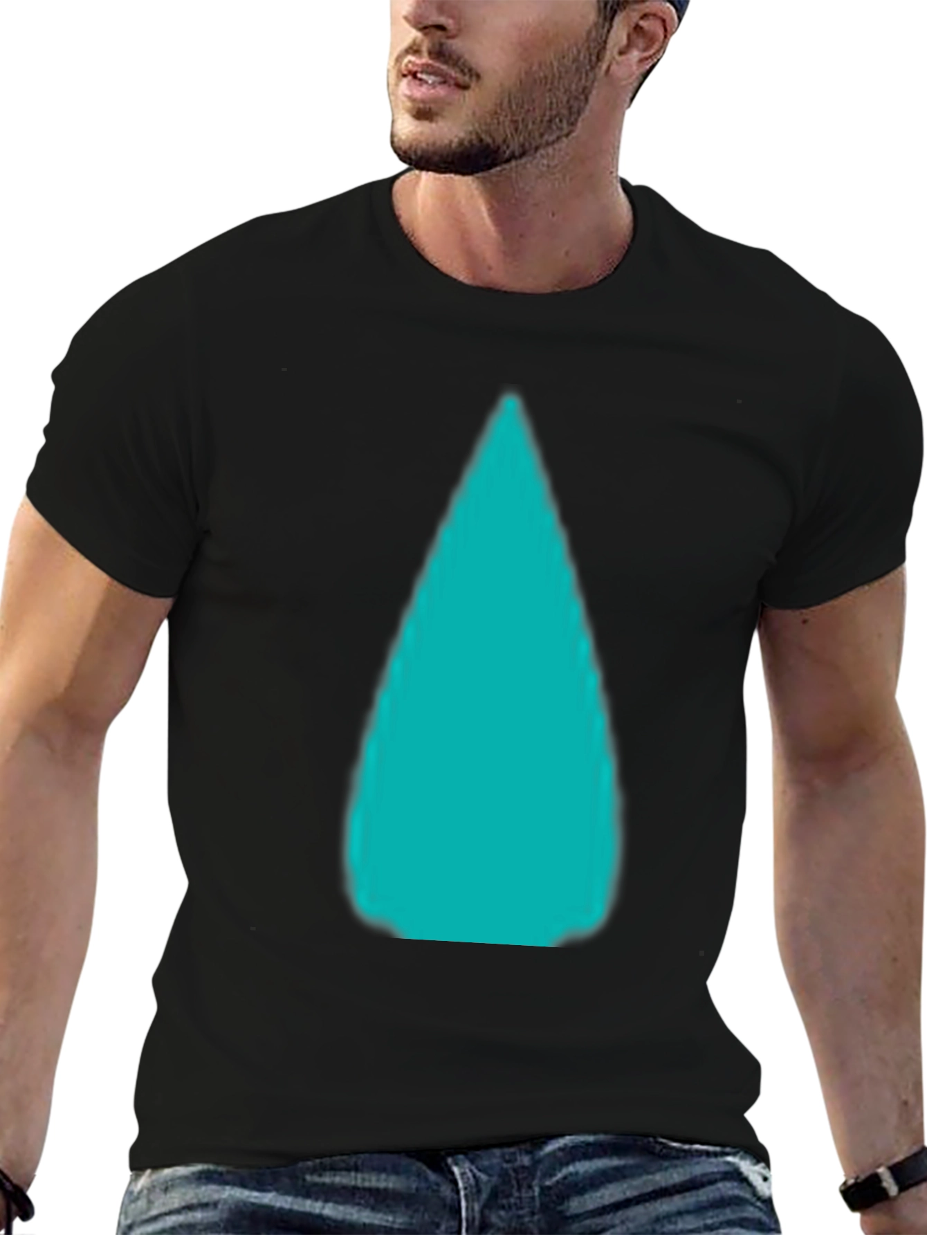 Mens Black T-Shirt with Abstract Aqua Design