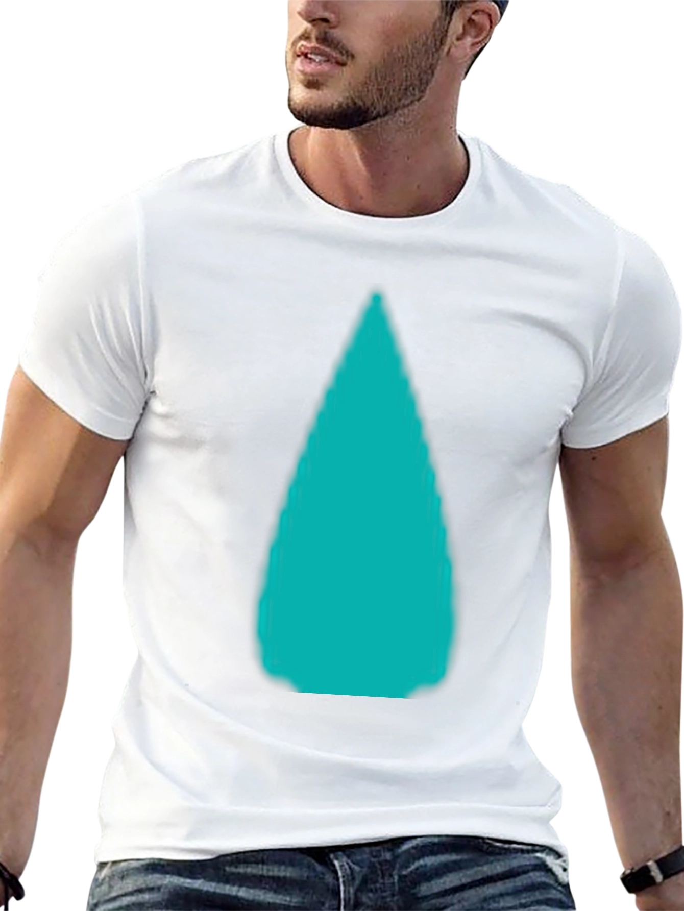Mens Black T-Shirt with Abstract Aqua Design