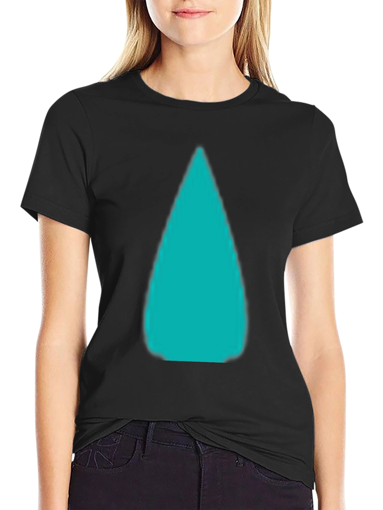 Mens Black T-Shirt with Abstract Aqua Design
