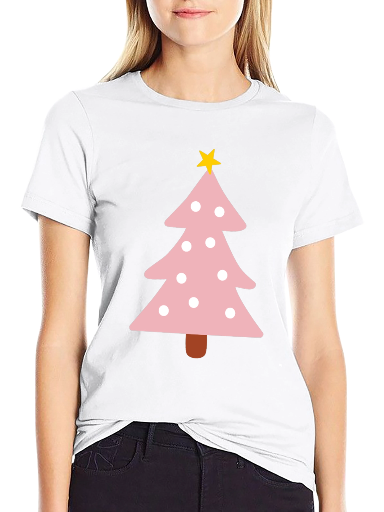 Festive Pink Christmas Tree T-Shirt