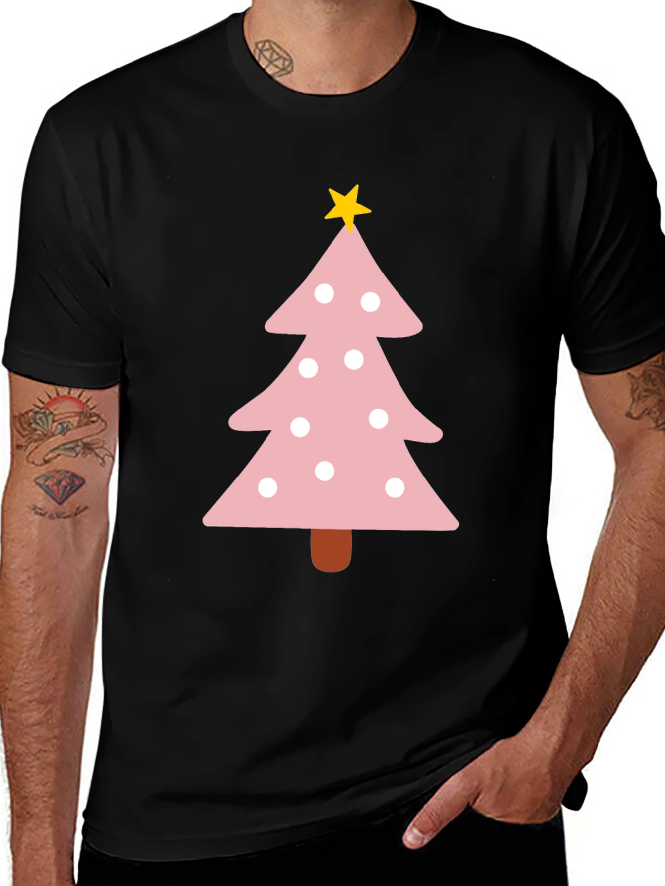 Festive Pink Christmas Tree T-Shirt
