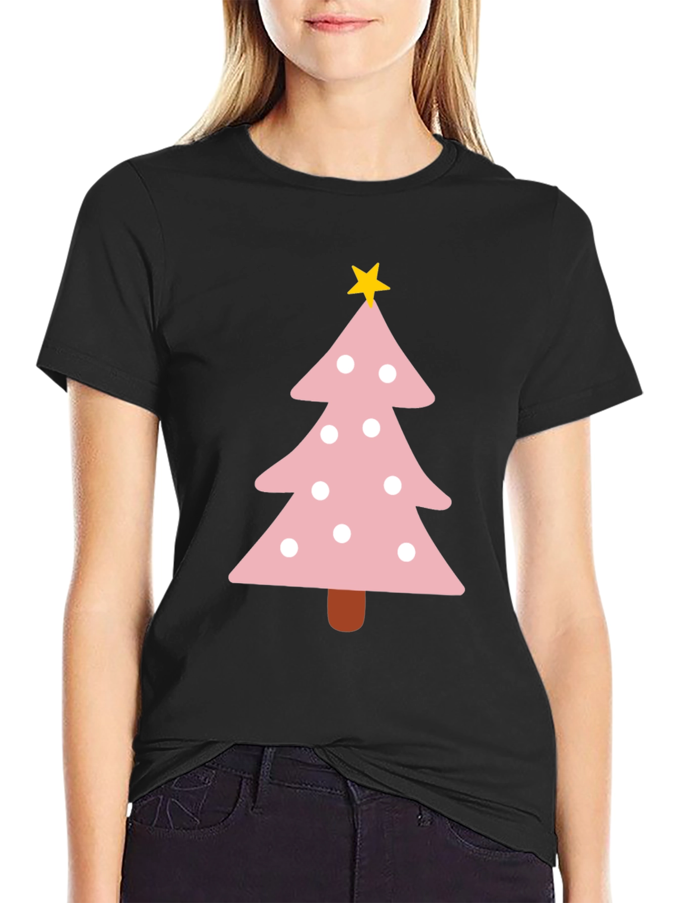 Festive Pink Christmas Tree T-Shirt