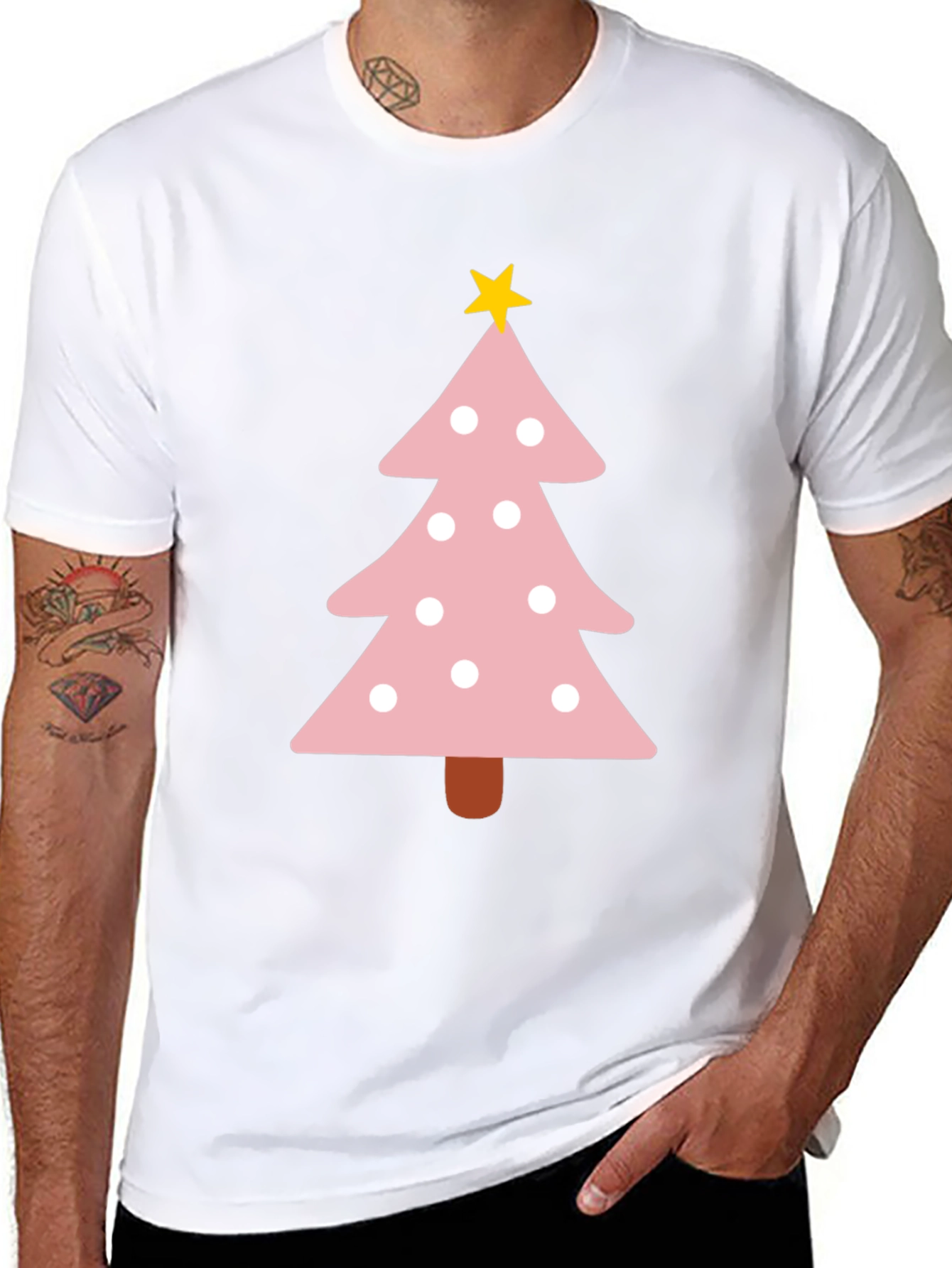 Festive Pink Christmas Tree T-Shirt