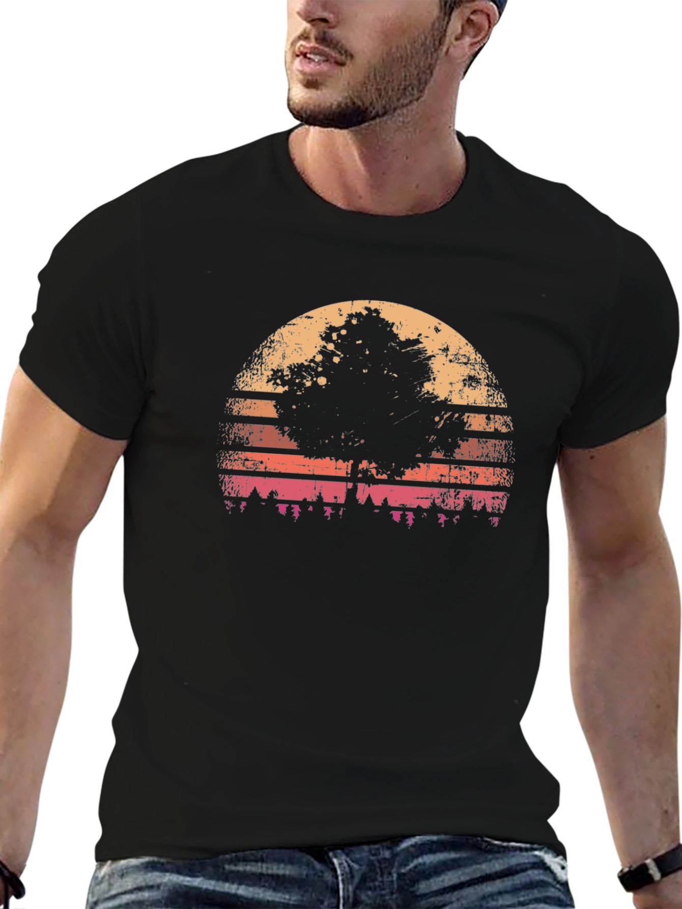 Retro Sunset Tree Graphic Tee