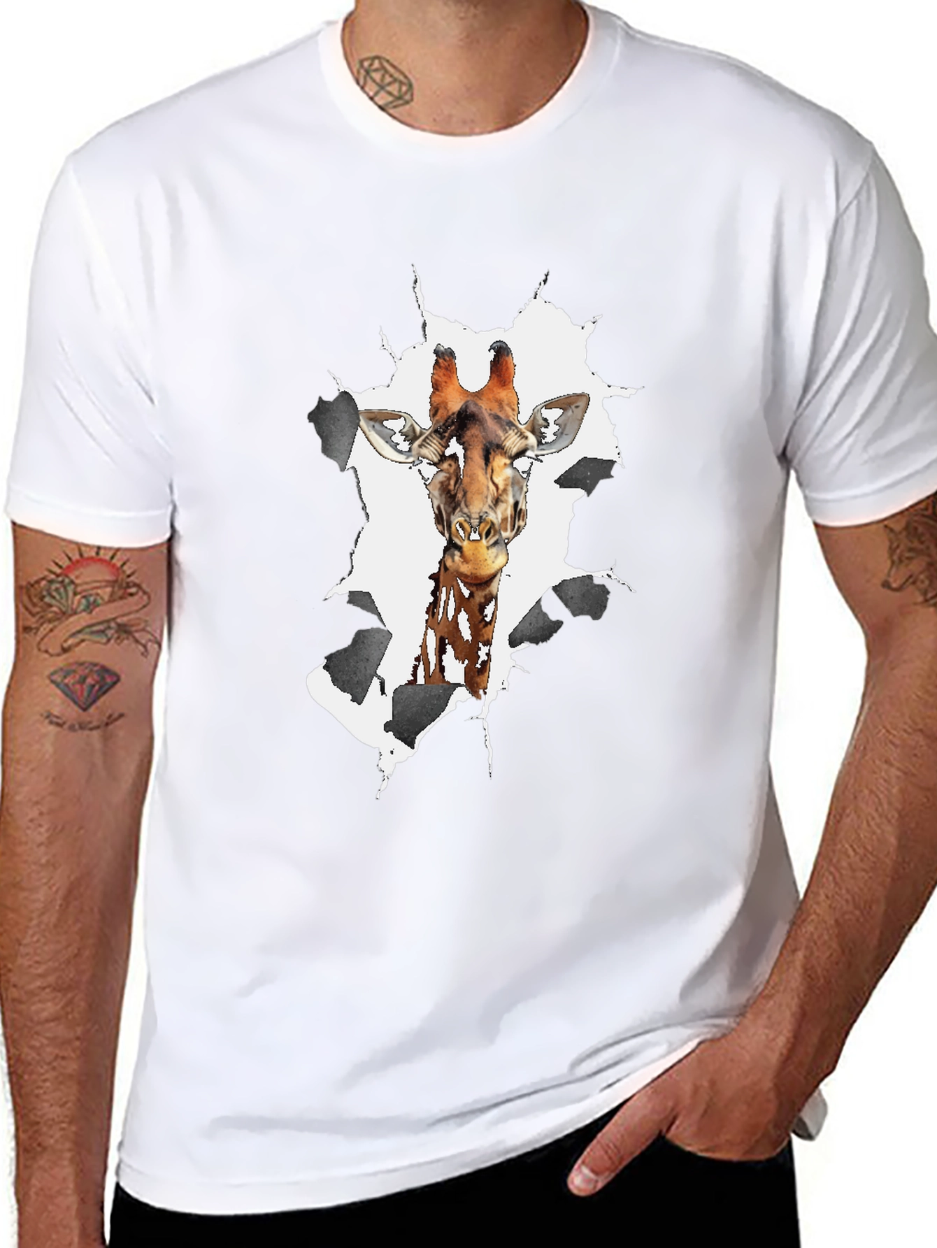 Giraffe Print Black Graphic Tee