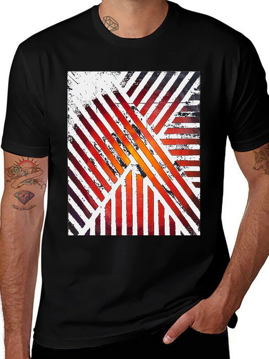 Abstract Striped Graphic Tee - Modern Artistic Design