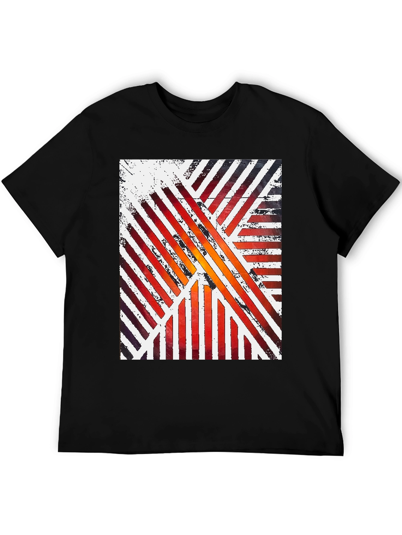 Abstract Striped Graphic Tee - Modern Artistic Design