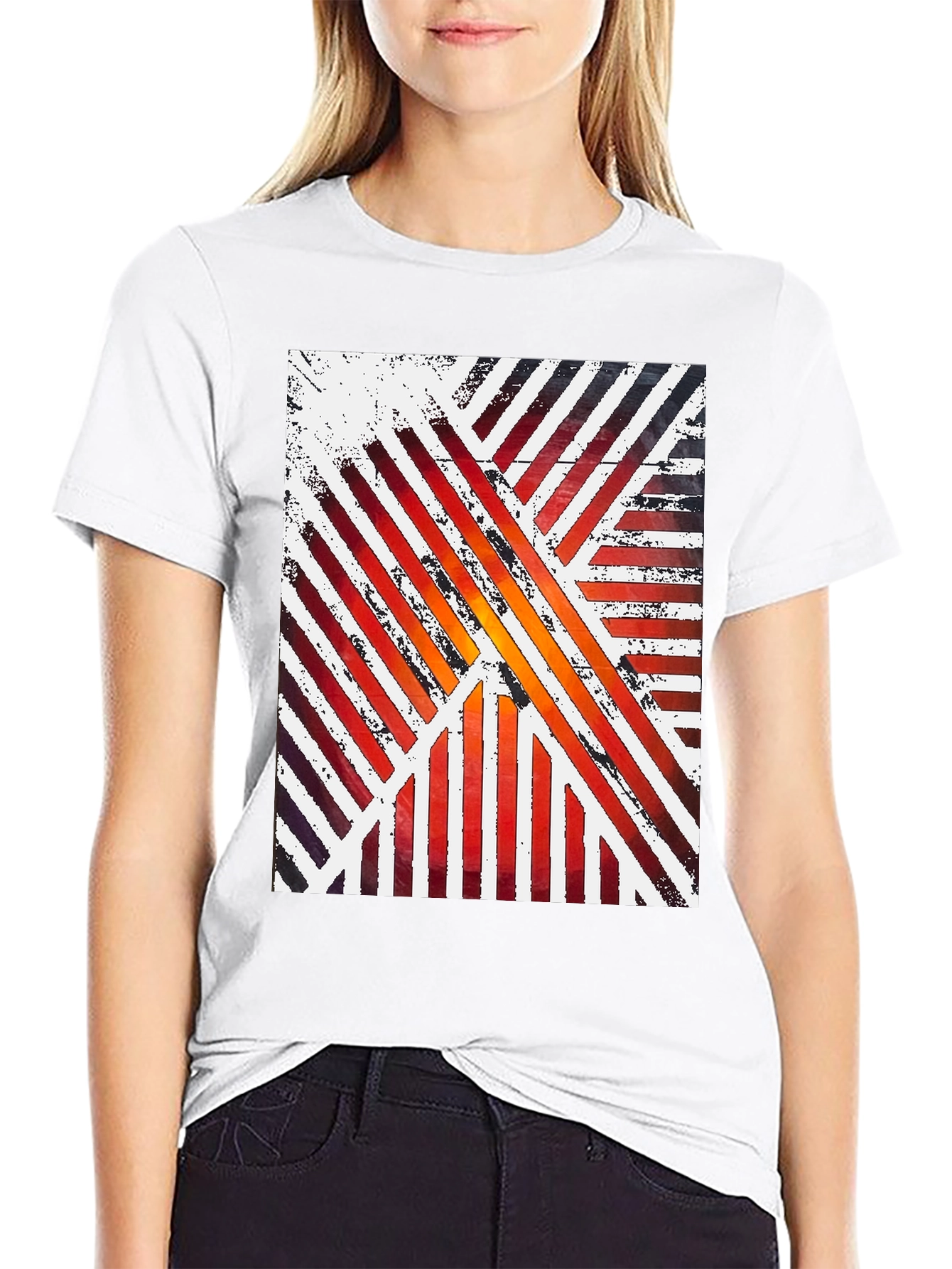 Abstract Striped Graphic Tee - Modern Artistic Design