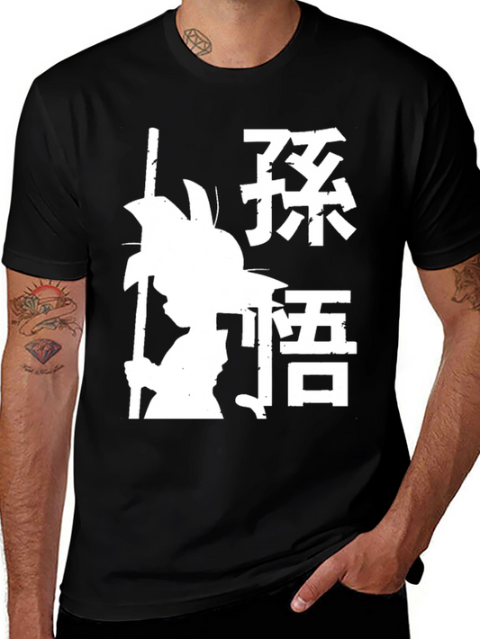 Anime Silhouette Graphic Print Black T-Shirt
