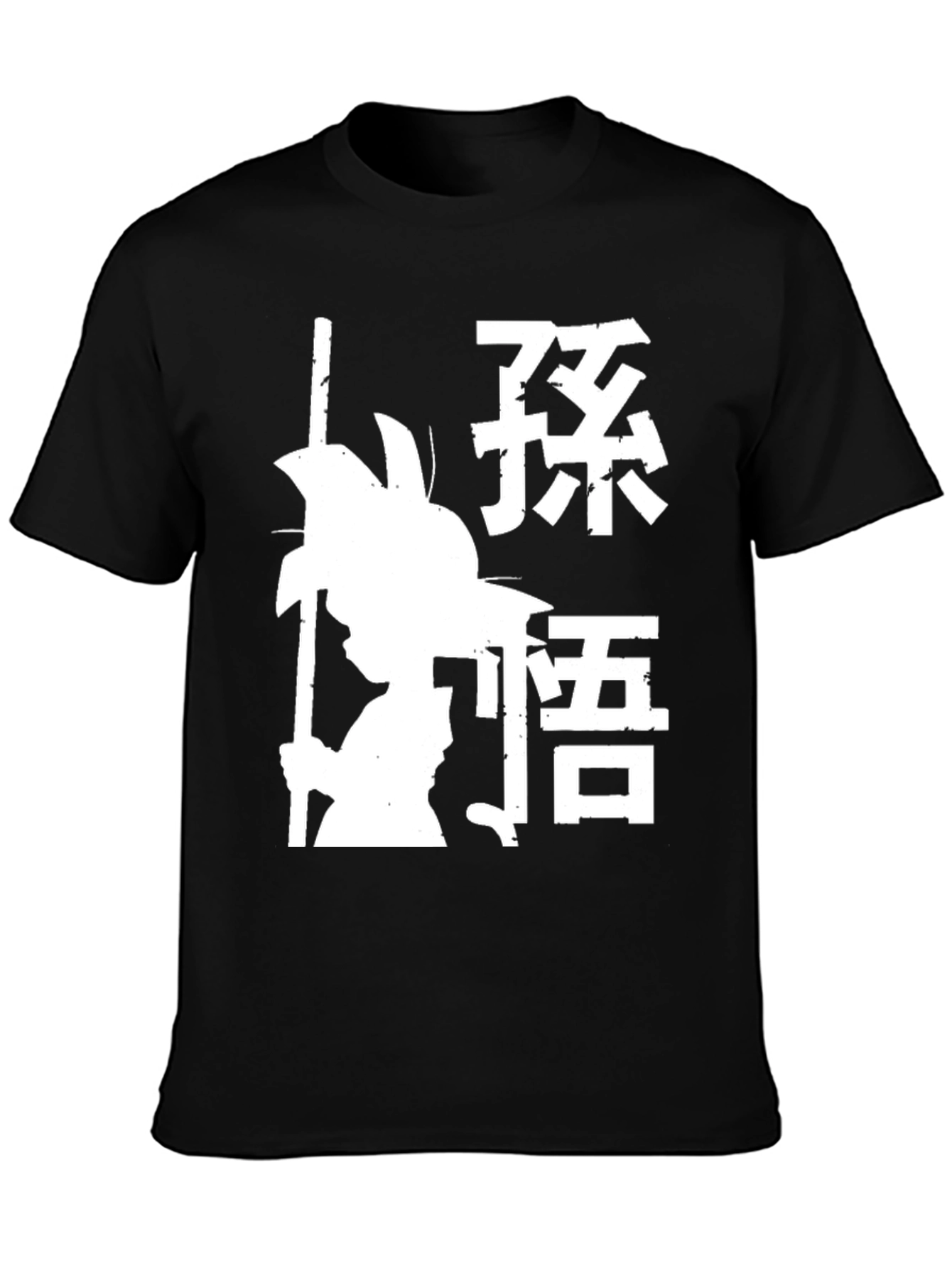 Anime Silhouette Graphic Print Black T-Shirt
