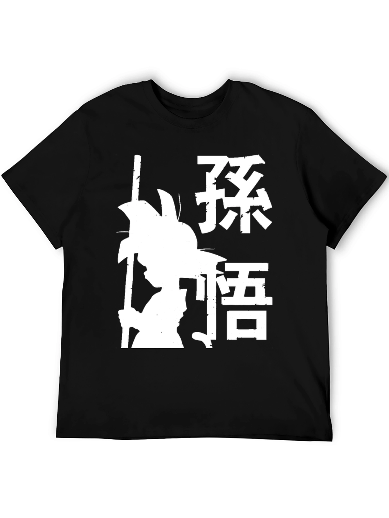 Anime Silhouette Graphic Print Black T-Shirt