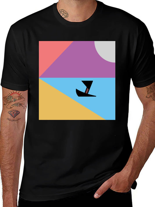 Abstract Boat Graphic Tee - Minimalist Design