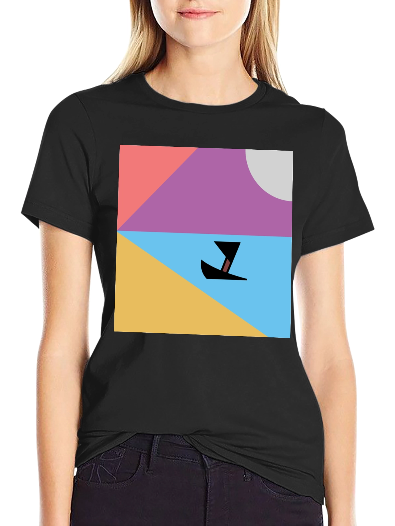 Abstract Boat Graphic Tee - Minimalist Design