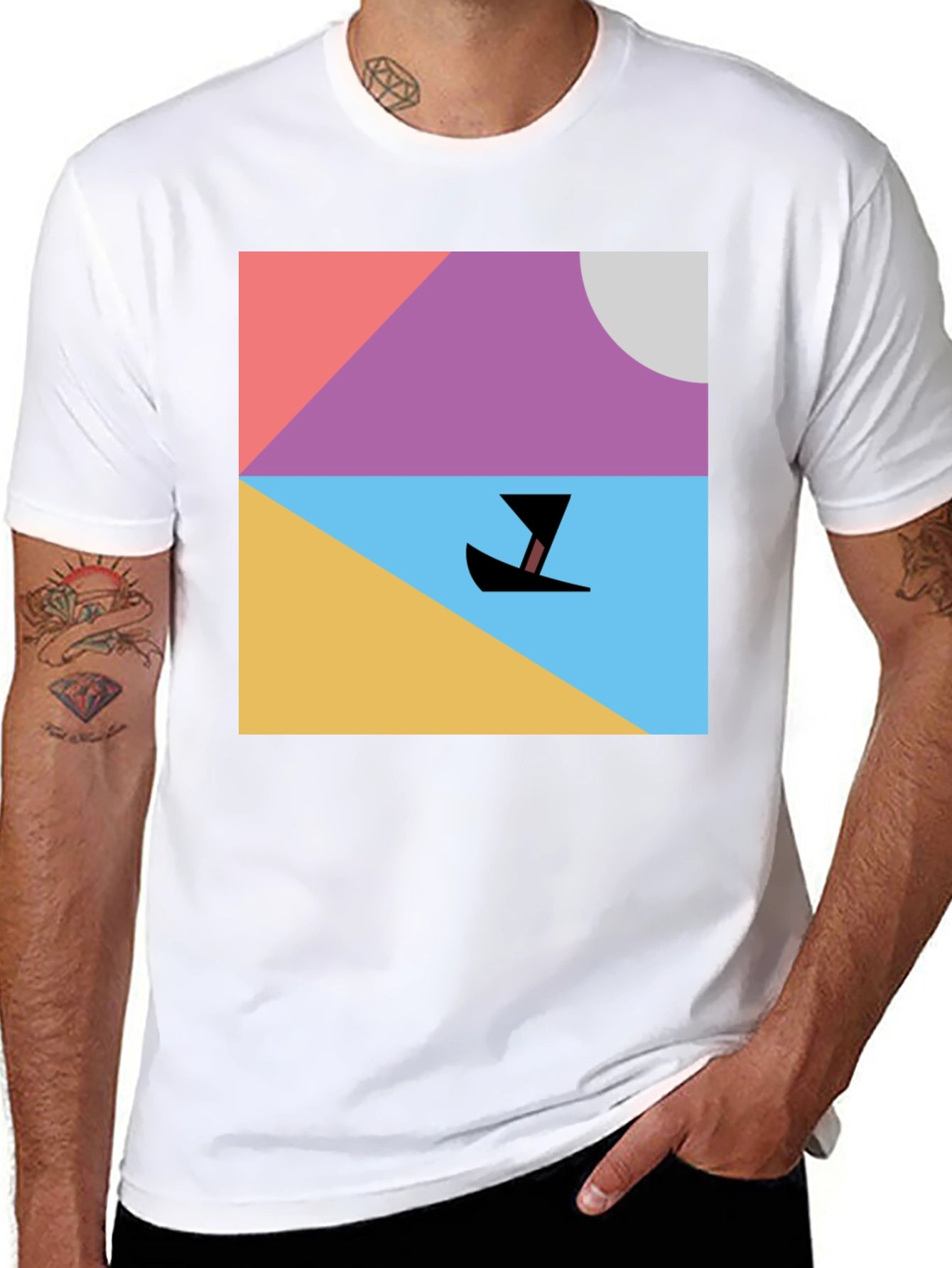 Abstract Boat Graphic Tee - Minimalist Design