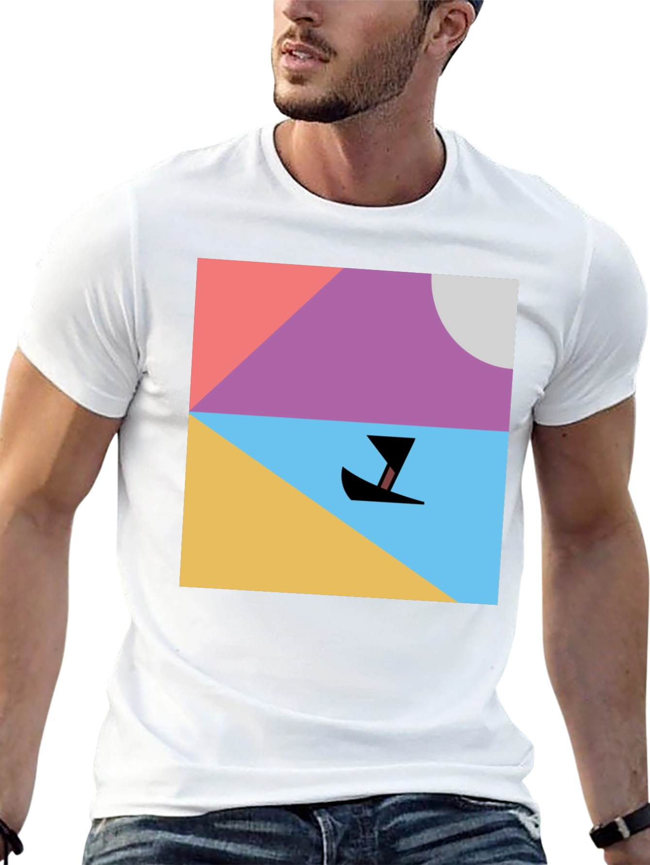 Abstract Boat Graphic Tee - Minimalist Design