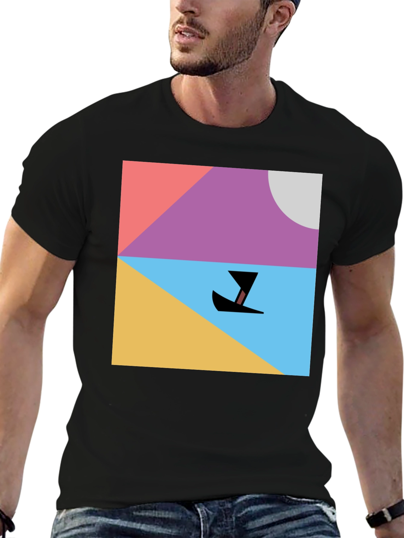Abstract Boat Graphic Tee - Minimalist Design