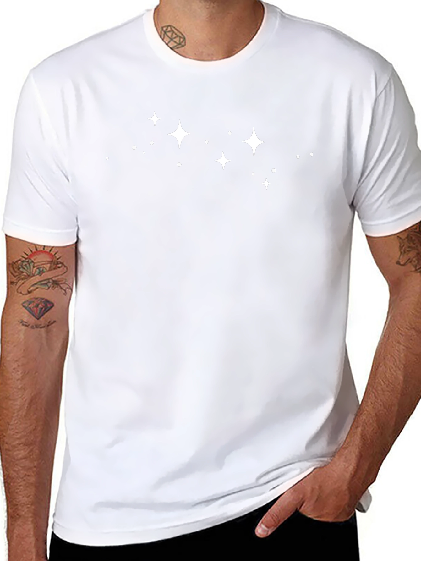 Stars Graphic Tee - Black Cotton Casual T-Shirt