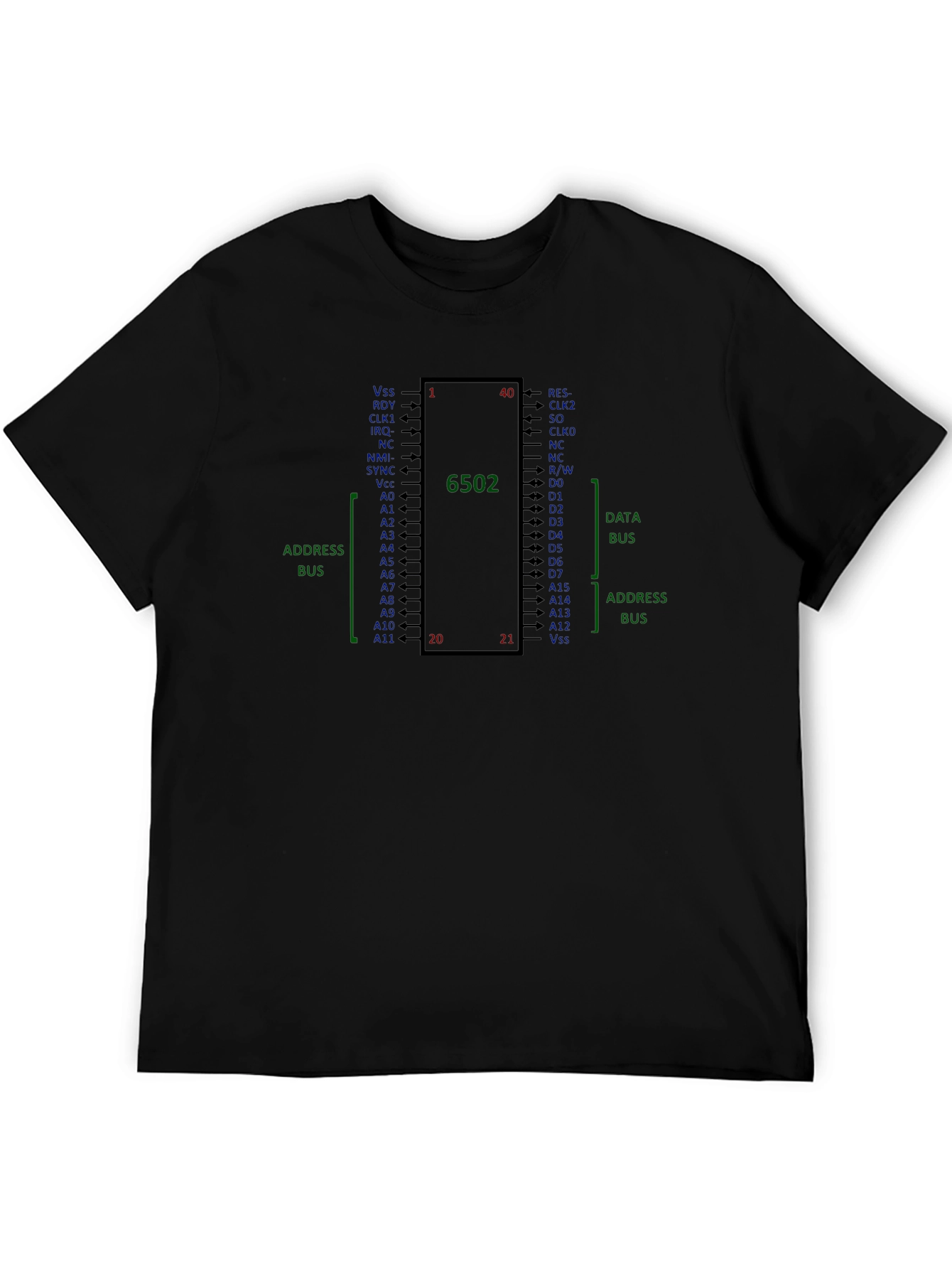 6502 Microprocessor Chip Diagram T-Shirt