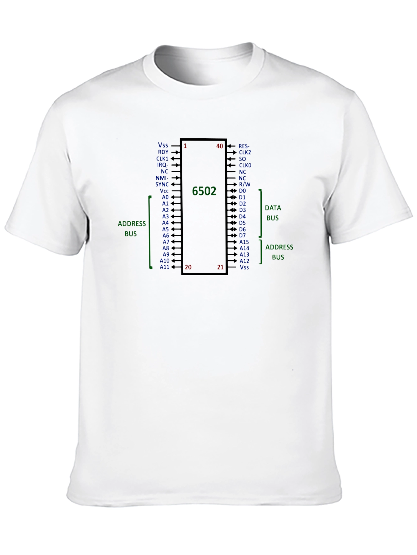 6502 Microprocessor Chip Diagram T-Shirt