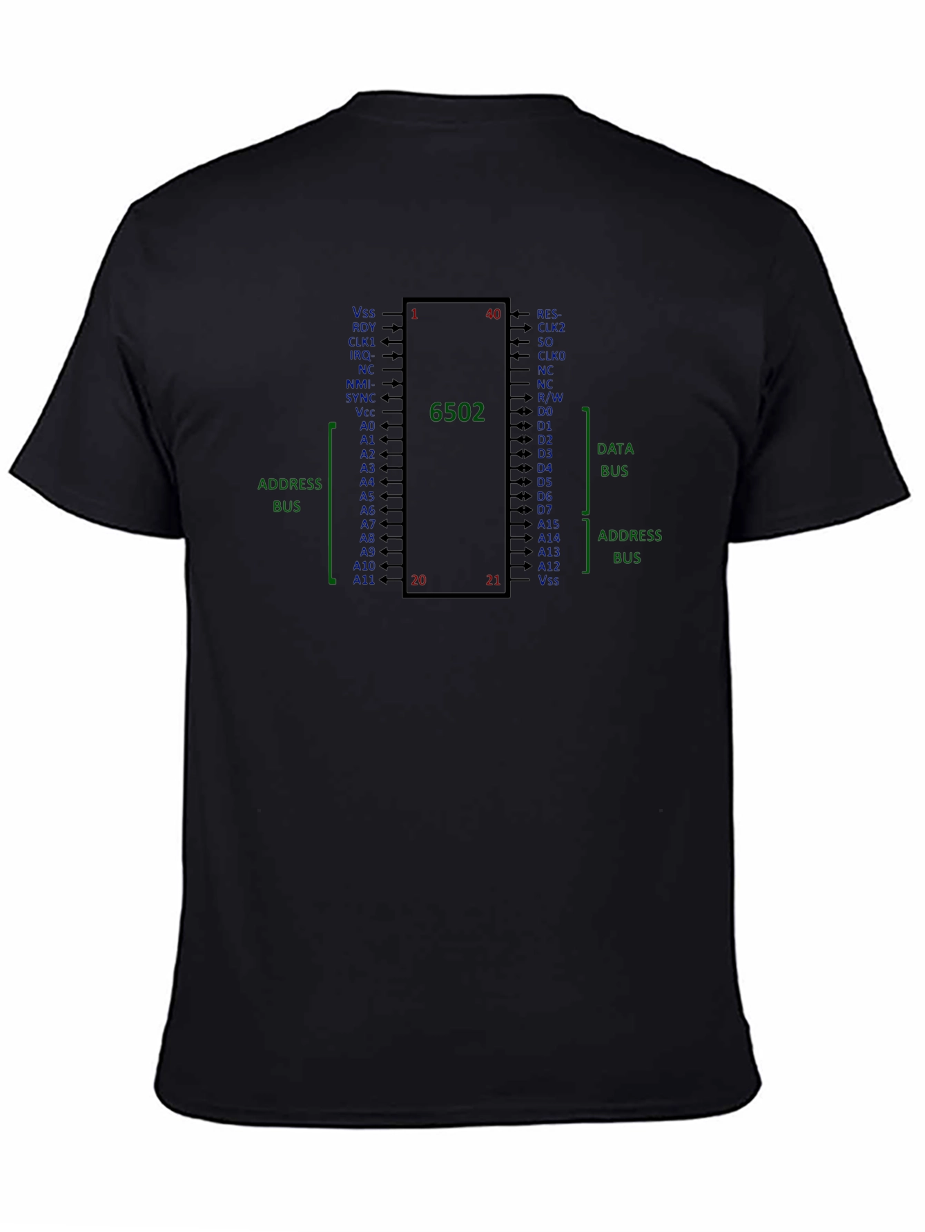 6502 Microprocessor Chip Diagram T-Shirt
