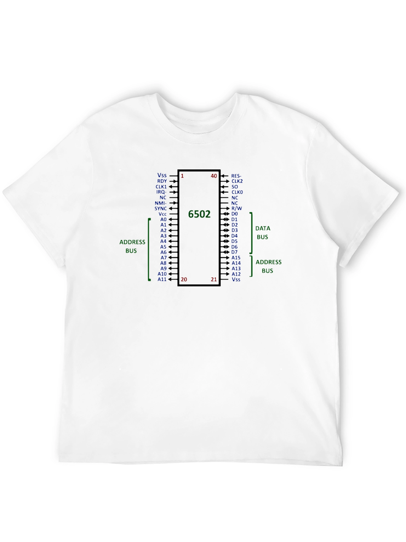 6502 Microprocessor Chip Diagram T-Shirt