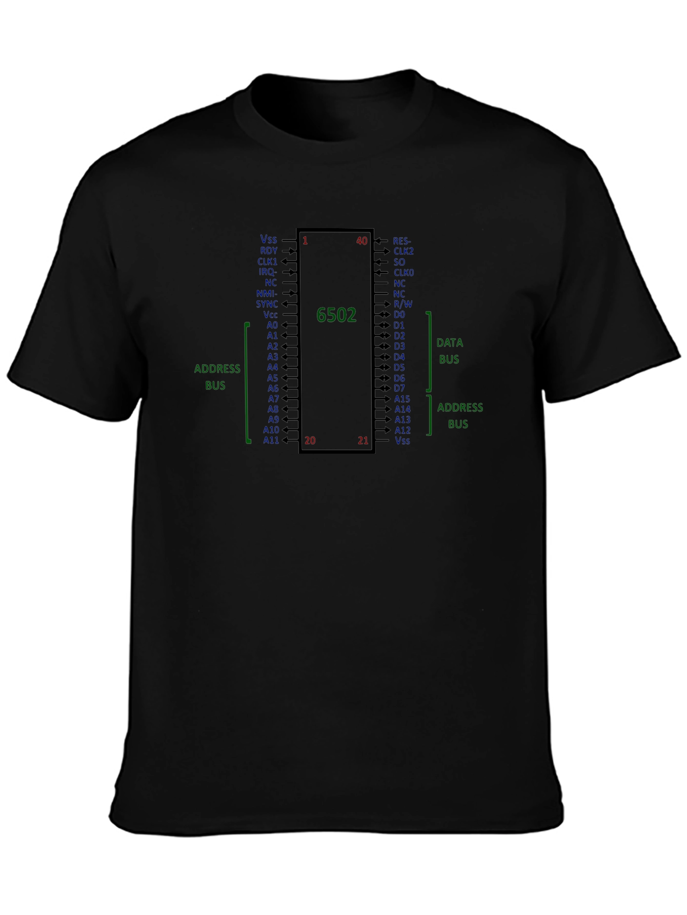 6502 Microprocessor Chip Diagram T-Shirt