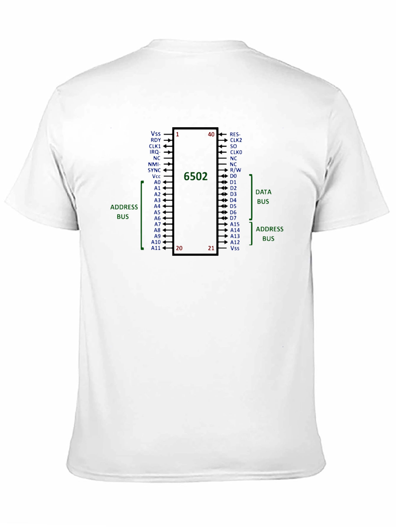 6502 Microprocessor Chip Diagram T-Shirt
