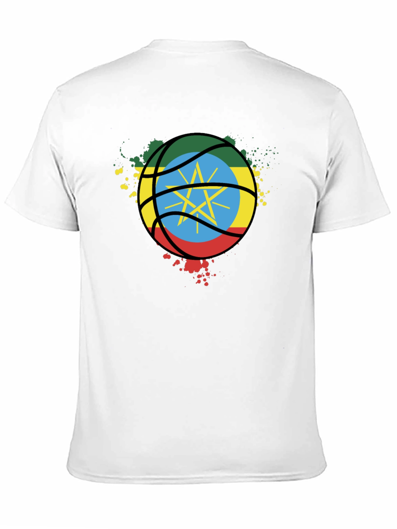 Ethiopia Flag Basketball T-Shirt - Black Cotton Tee