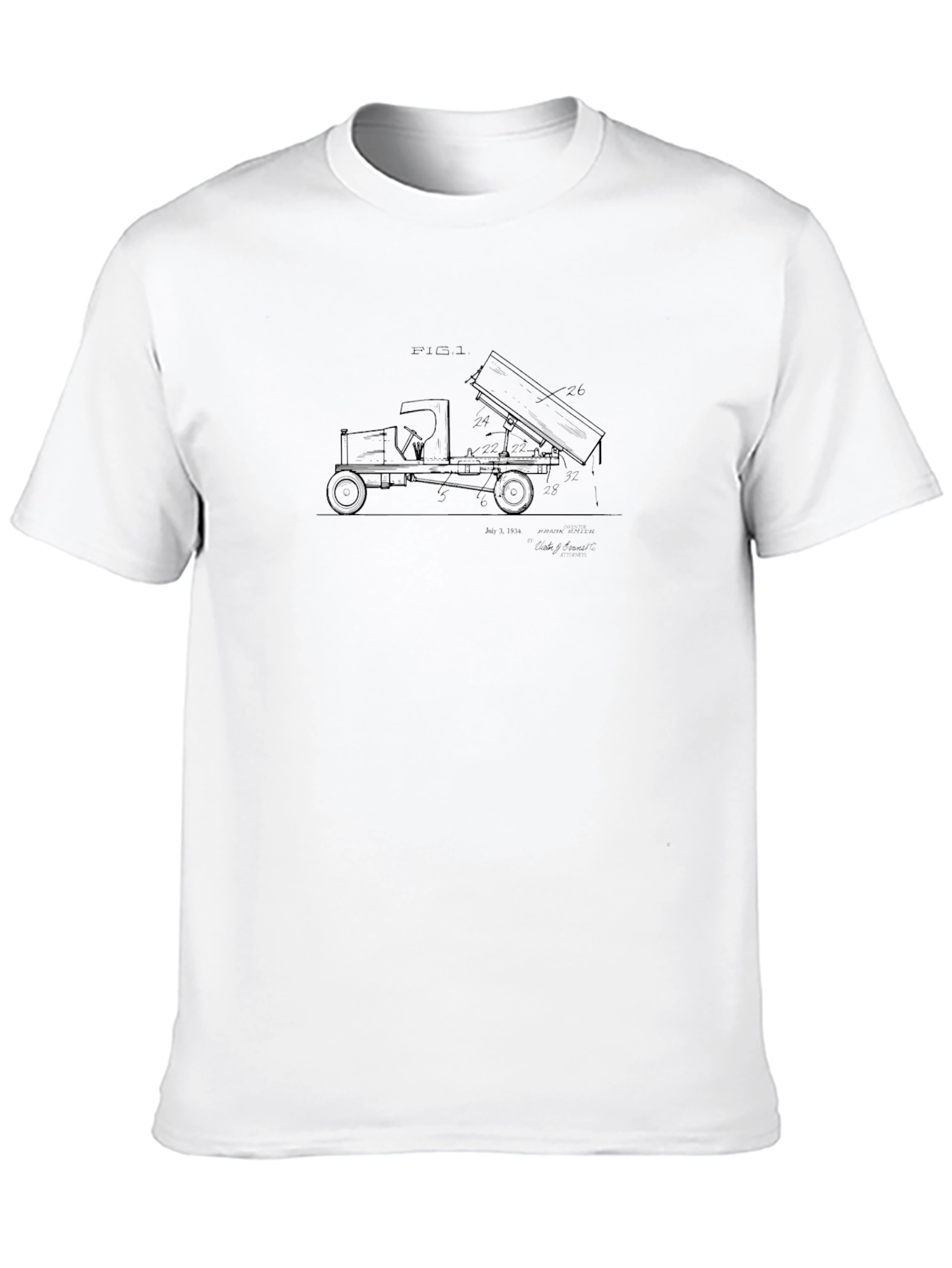 Truck Patent Print Black T-Shirt