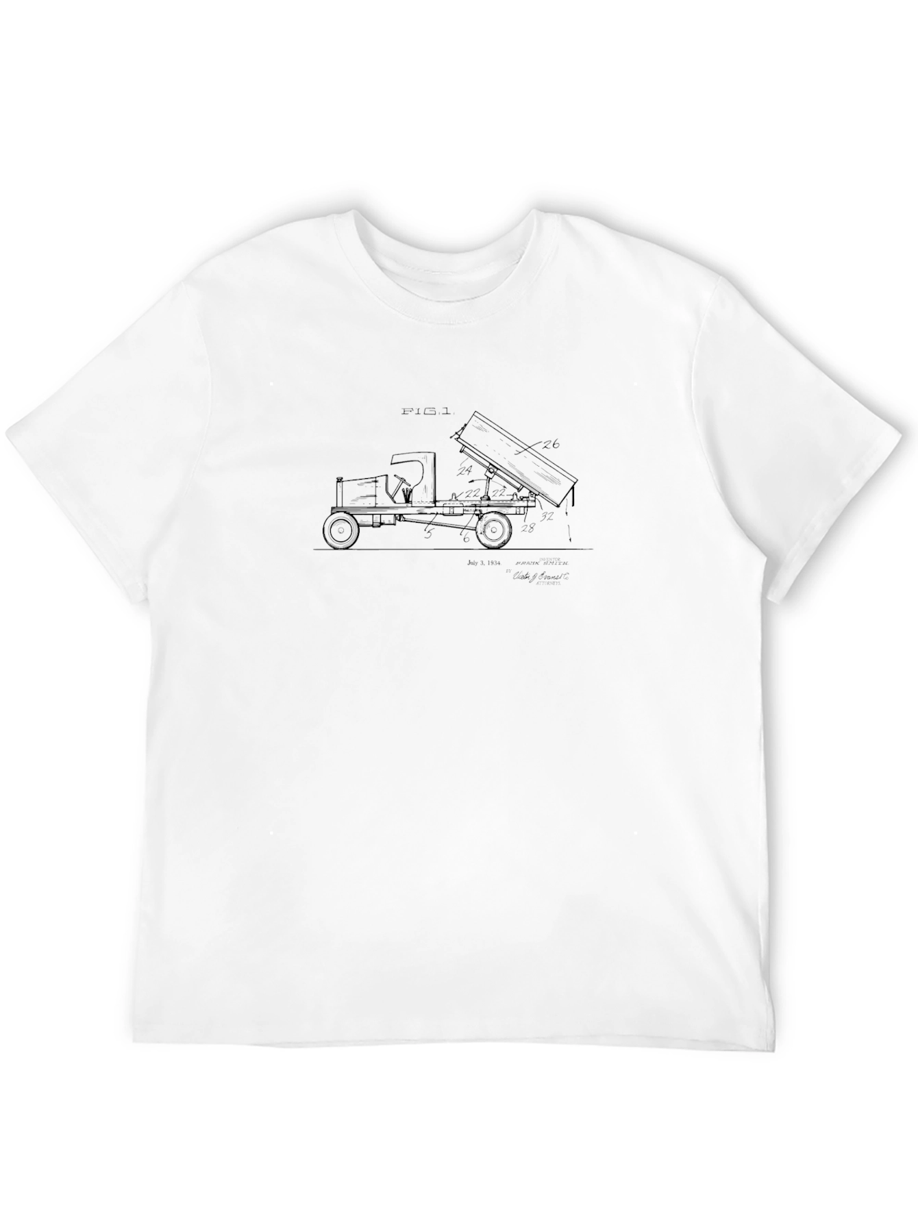 Truck Patent Print Black T-Shirt