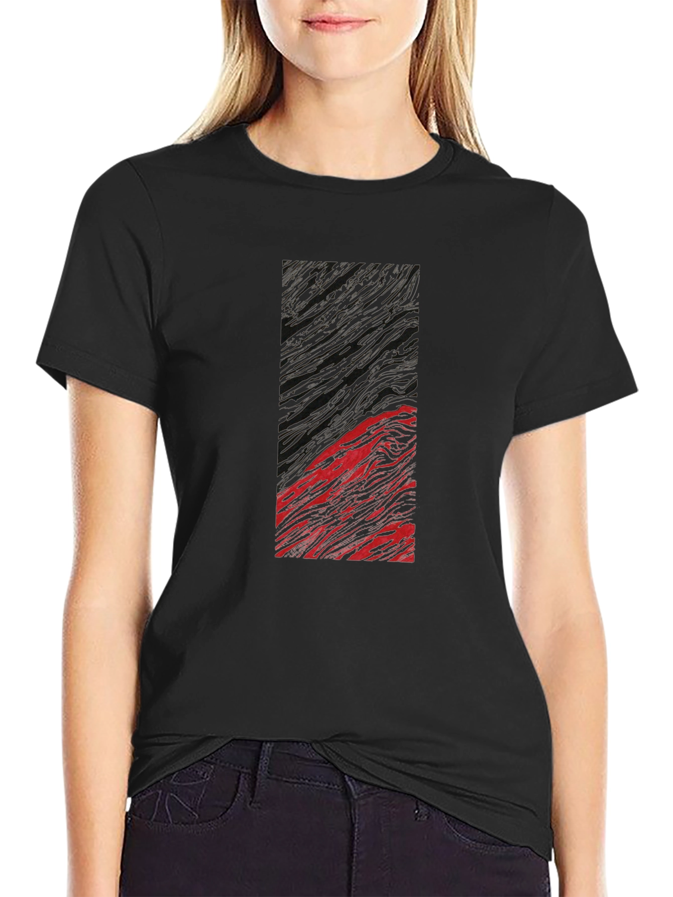 Abstract Art Tee - Black Cotton Blend Graphic T-Shirt