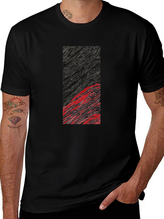 Abstract Art Tee - Black Cotton Blend Graphic T-Shirt