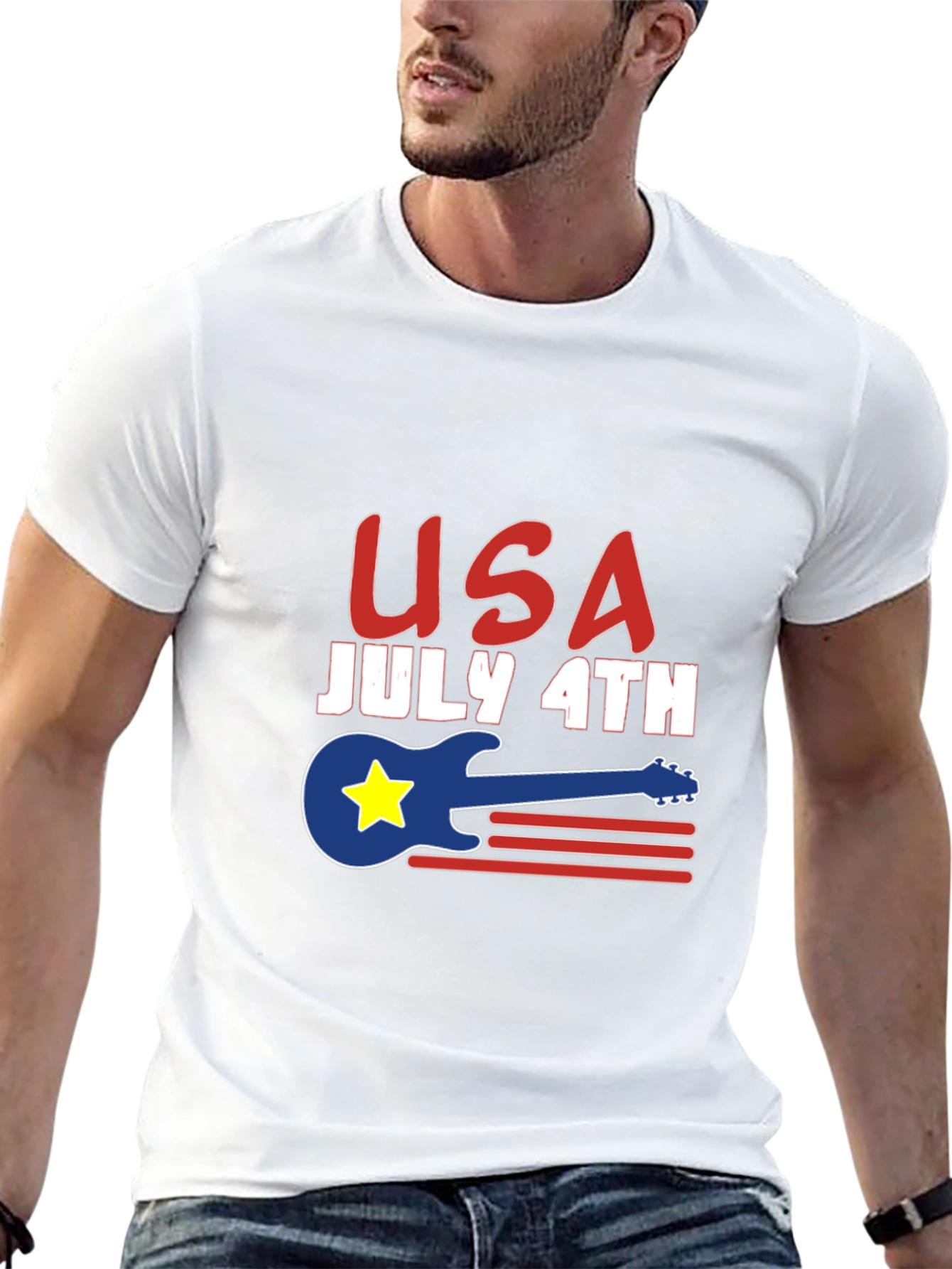 USA July 4th Guitar Graphic T-Shirt