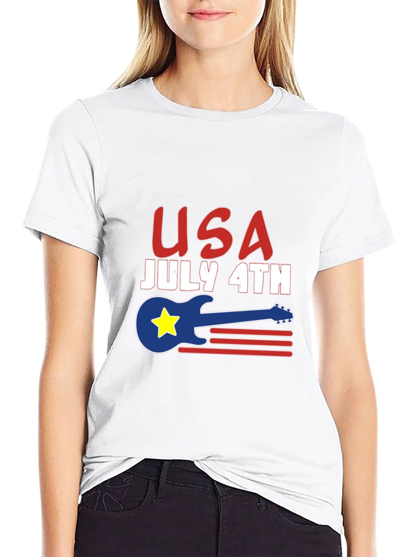 USA July 4th Guitar Graphic T-Shirt