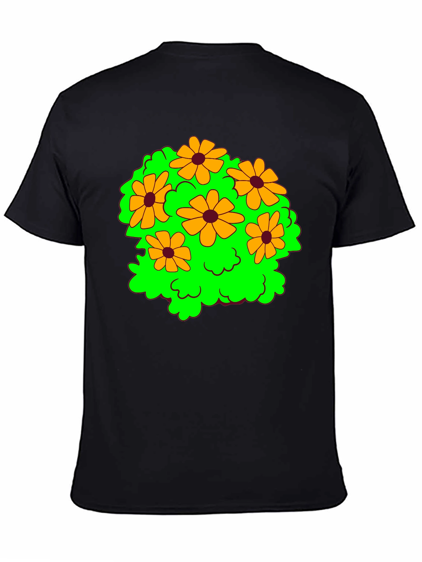 Floral Graphic Tee - Cheerful Black T-Shirt