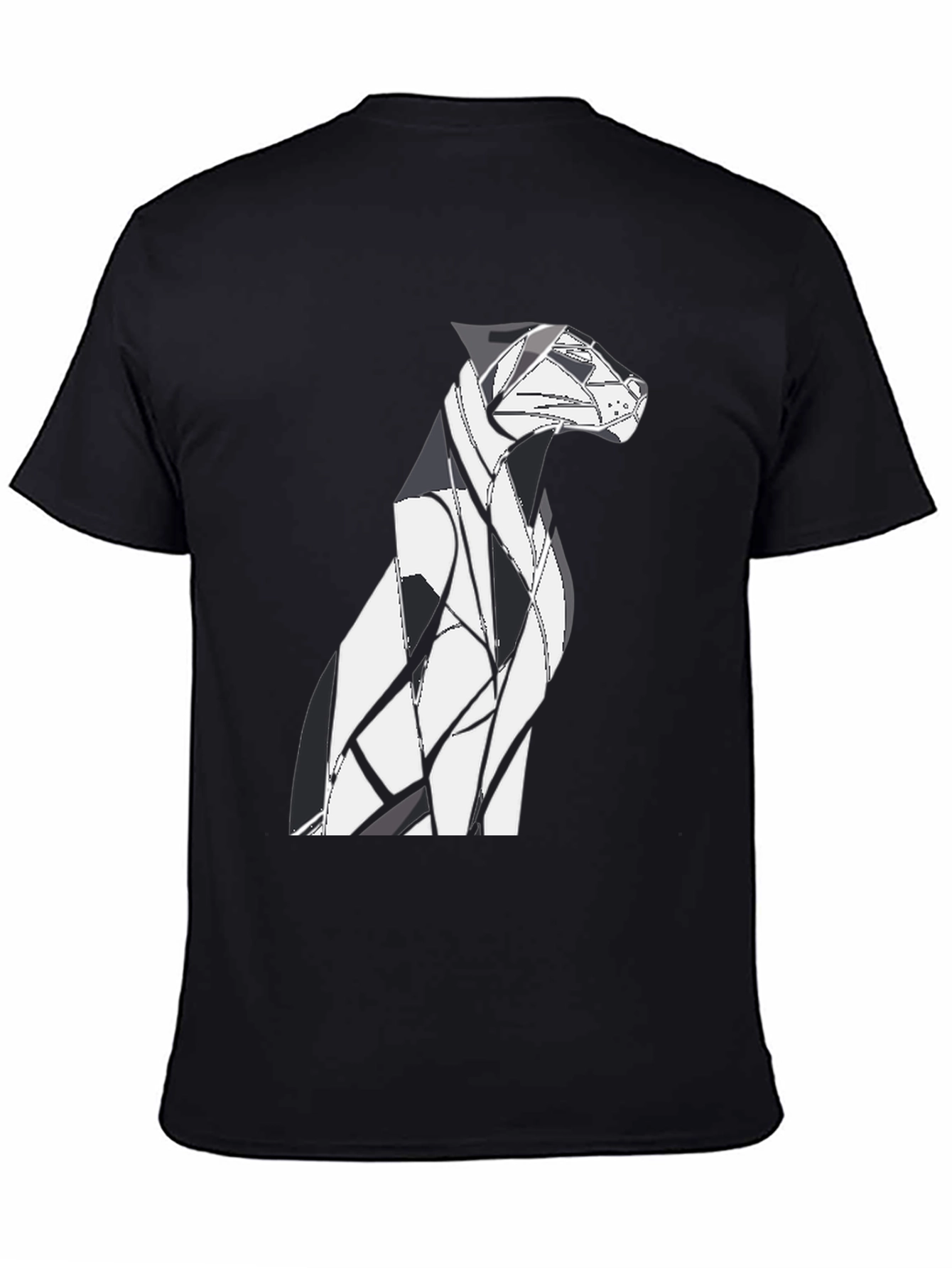 Abstract Geometric Dog Graphic Tee - Black