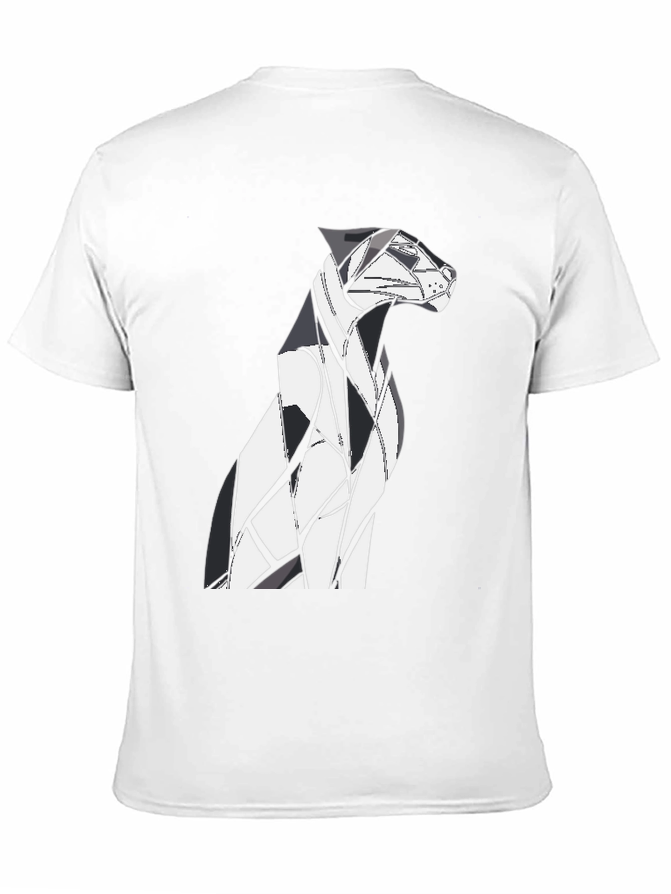 Abstract Geometric Dog Graphic Tee - Black