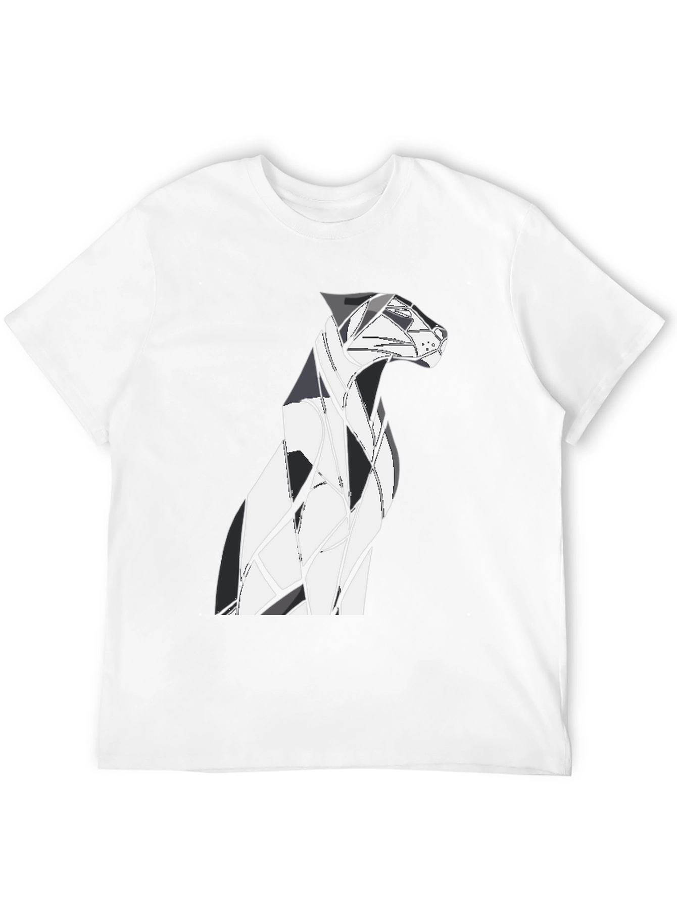 Abstract Geometric Dog Graphic Tee - Black