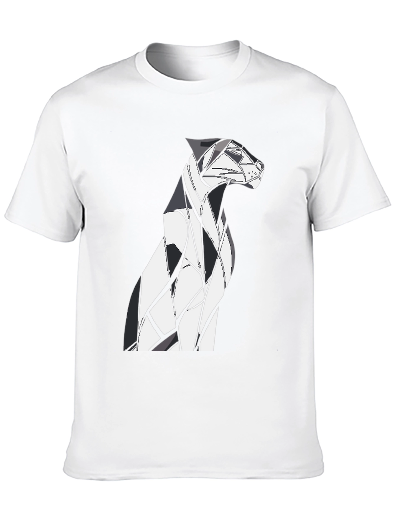 Abstract Geometric Dog Graphic Tee - Black