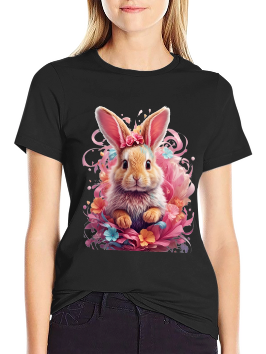 Bunny Floral T-Shirt - Cute Rabbit Graphic Tee