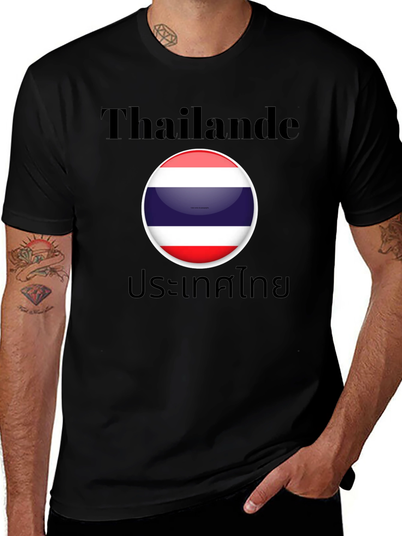 Thailand Flag T-Shirt - Black Cotton Tee