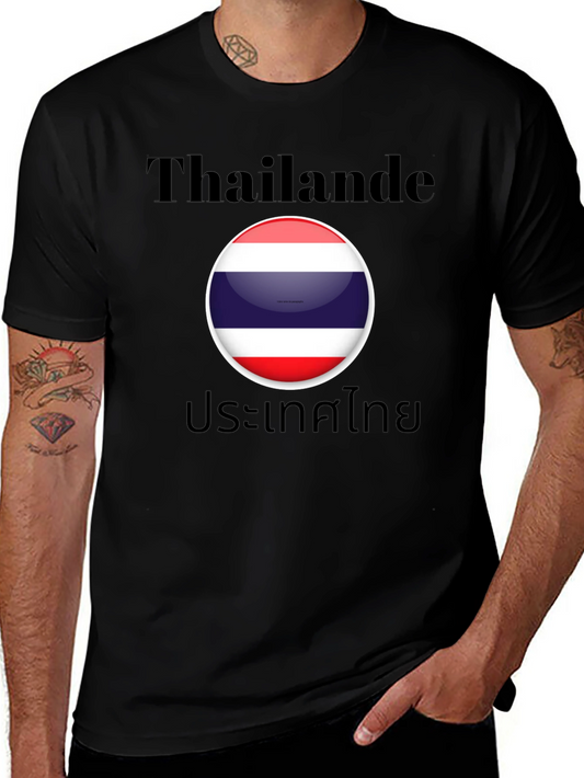 Thailand Flag T-Shirt - Black Cotton Tee