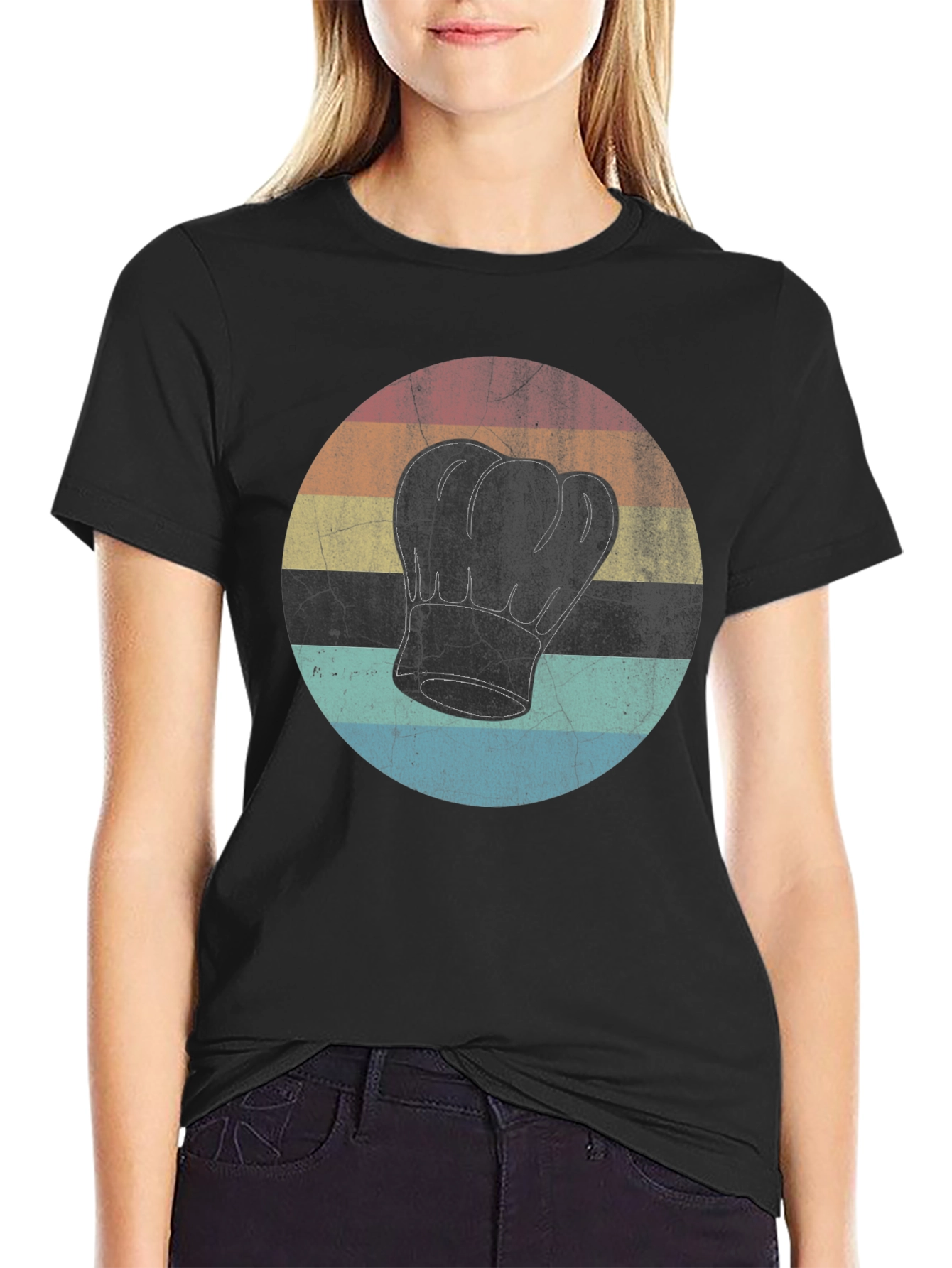 Retro Chef Hat Graphic Tee - Black