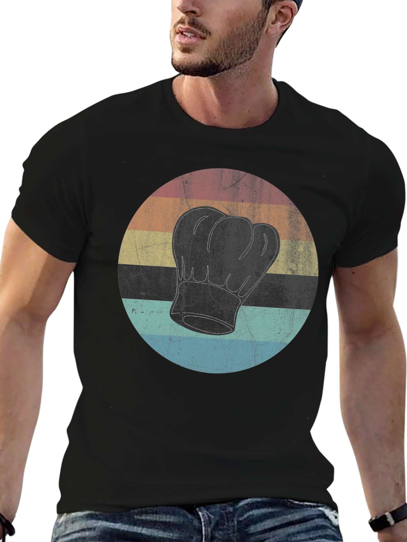 Retro Chef Hat Graphic Tee - Black