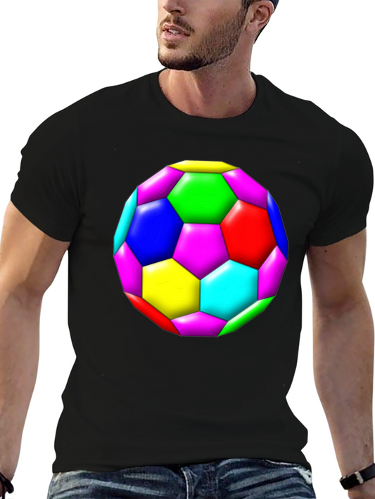 Colorful Soccer Ball Graphic Black T-Shirt