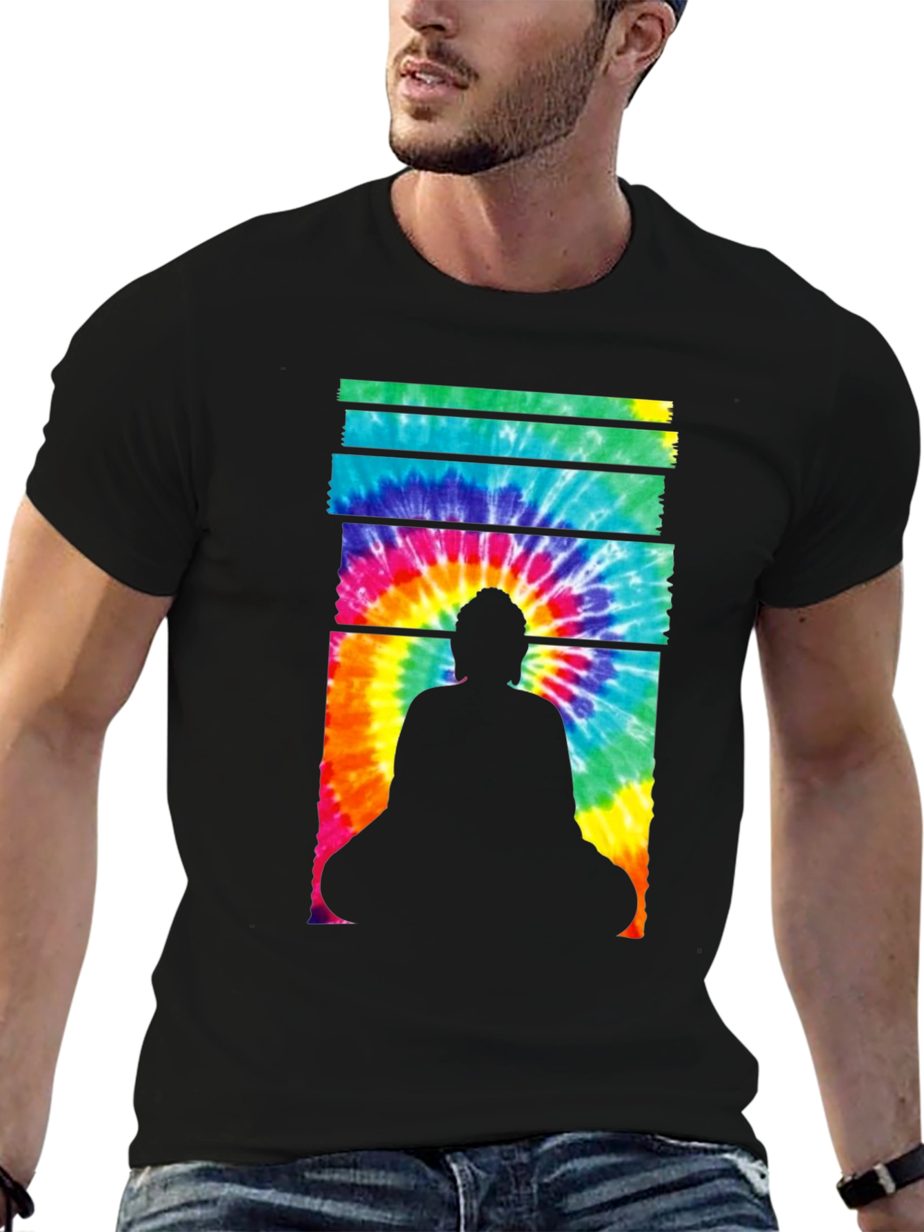 Buddha Tie-Dye Graphic Tee - Black