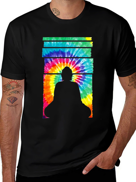 Buddha Tie-Dye Graphic Tee - Black