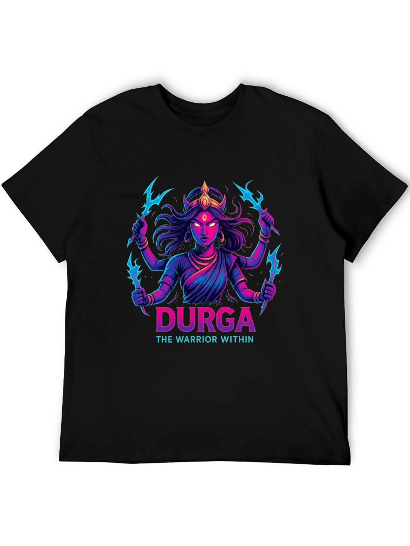 Durga Warrior Graphic Tee - Black Cotton T-Shirt