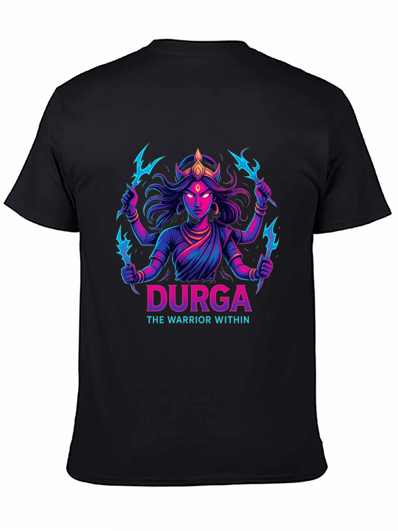 Durga Warrior Graphic Tee - Black Cotton T-Shirt